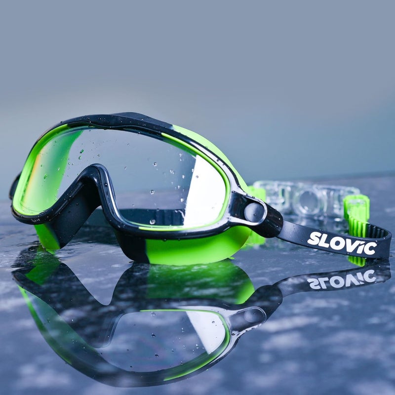SLOVIC Swimming Goggles for Kids 10-14 Years [Green] | Swimming Pool Accessories for Kids | Anti-Fog & UV Protected Goggles for Boys & Girls | Swimming Glasses for Kids with Adjustable Straps - Image 1