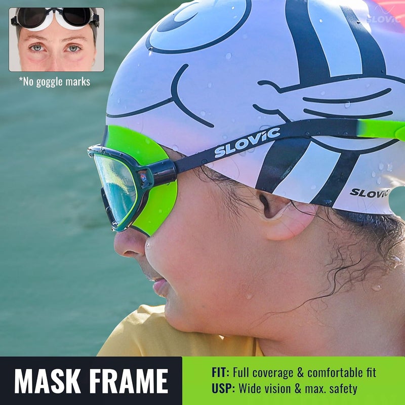 SLOVIC Swimming Goggles for Kids 10-14 Years [Green] | Swimming Pool Accessories for Kids | Anti-Fog & UV Protected Goggles for Boys & Girls | Swimming Glasses for Kids with Adjustable Straps - Image 4