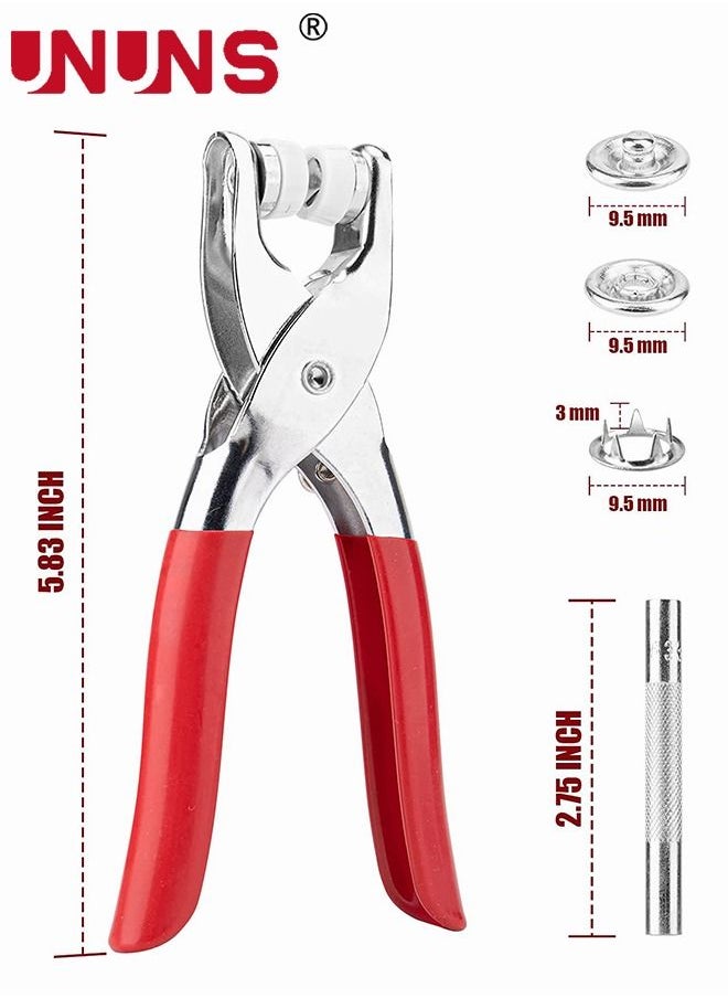 200-Sets Snap Fastener Kit Metal Snaps Buttons Set with Fastener Pliers Press Tool Kit Perfect for DIY Crafts Clothes Hats and Sewing