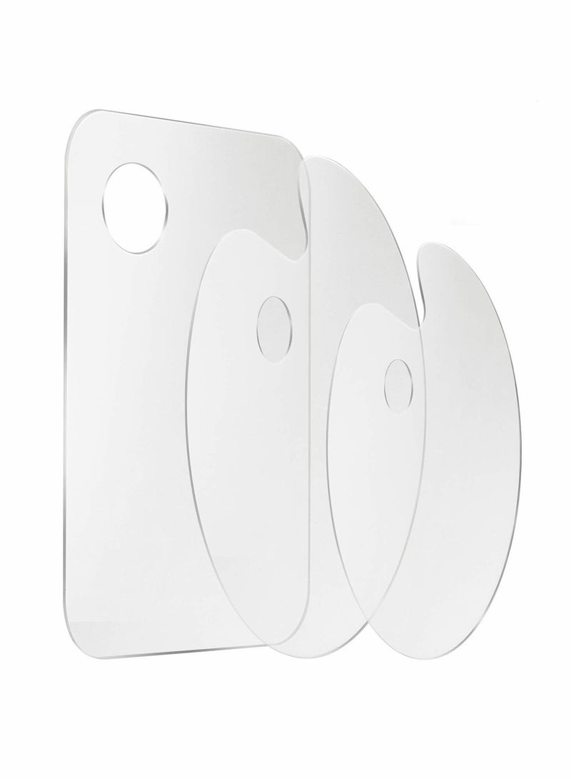 Excefore 3 Pcs Acrylic Paint Palette Clear Art Palette for Adults and Kids, Easy Clean Transparent Non Stick Oil Paint Palette with Protective Kraft for Oil Watercolor Craft DIY Art Painting - Image 1