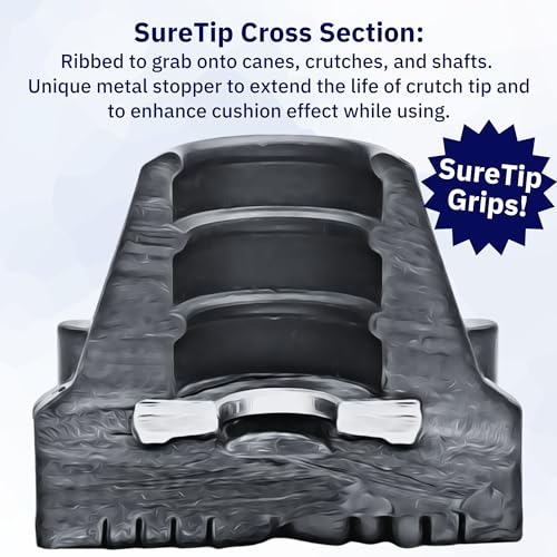 SureTip GRAY Crutch Tips Cane Tip Pair of 2 1 Size Fits All 34 78 Inch Extreme Grip Heavy Duty Crutches Shafts Longest Lasting High Performance Rubber NonSlip Grey - Image 5