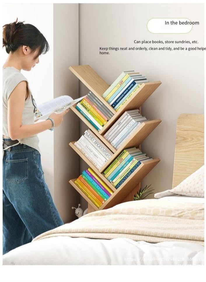 PENG GENERAL Tree Bookshelf 7-Tier Shelf, Wood Storage Rack for CDs/Movies/Books, Anti-Fall Utility Organizer Shelves Brown  - Image 3