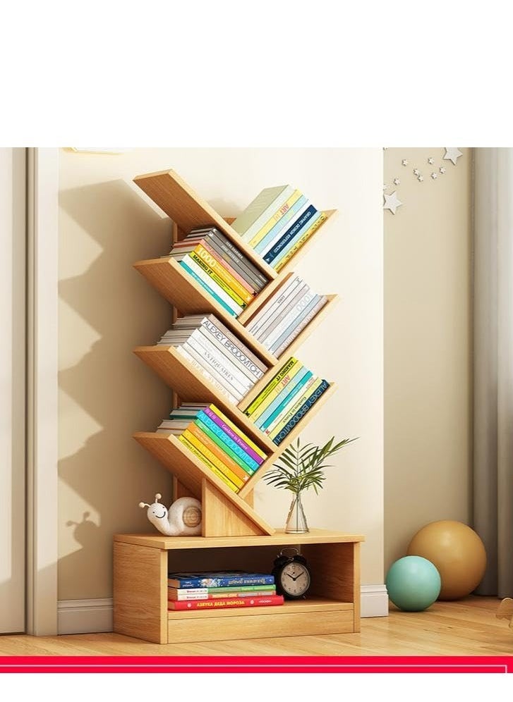 PENG GENERAL Tree Bookshelf 7-Tier Shelf, Wood Storage Rack for CDs/Movies/Books, Anti-Fall Utility Organizer Shelves Brown  - Image 1