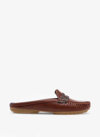 Le Confort Women's Solid Slip-On Mules with Monogram Print Detail