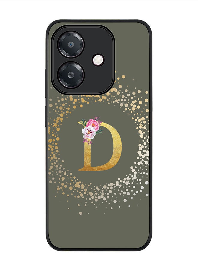 Stylizedd For Oppo A5i Case,Slim fit Camera Protection, Shockproof Thin Phone cover  - Custom Monogram Floral - D  (Olive Green )