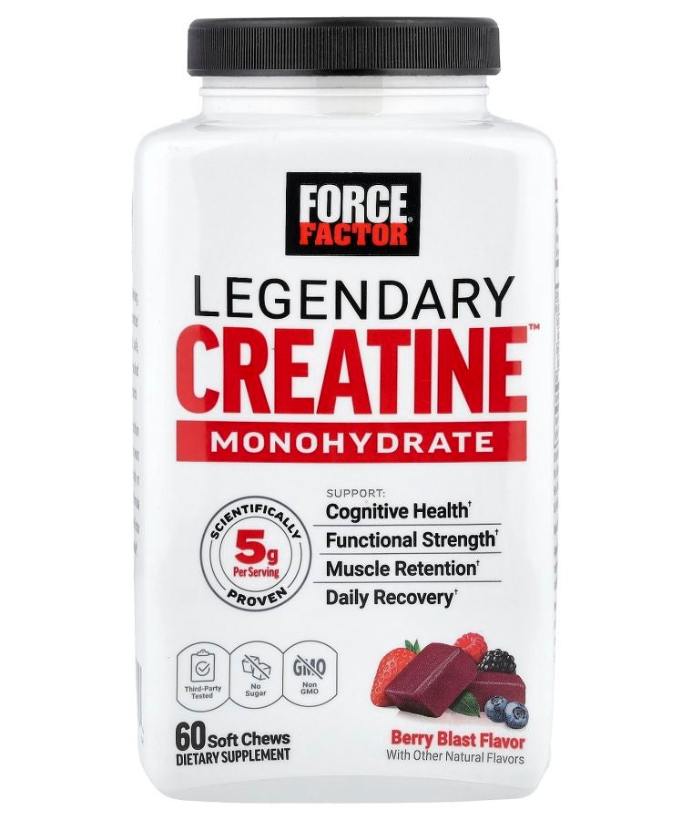 Force Factor Legendary Creatine Monohydrate Berry Blast 60 Soft Chews (2.5 g per Chew)