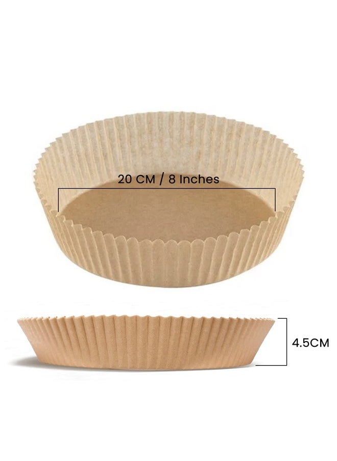 BRANDSFINITY Round 500pcs Air Fryer Disposable Paper Round Food Grade Baking Paper Non Stick Parchment Paper for Air Fryer Liners 20cm/8inch, Light Brown  - Image 2