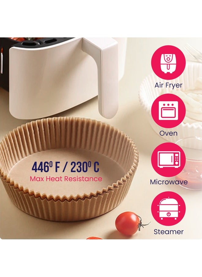 BRANDSFINITY Round 500pcs Air Fryer Disposable Paper Round Food Grade Baking Paper Non Stick Parchment Paper for Air Fryer Liners 20cm/8inch, Light Brown  - Image 4