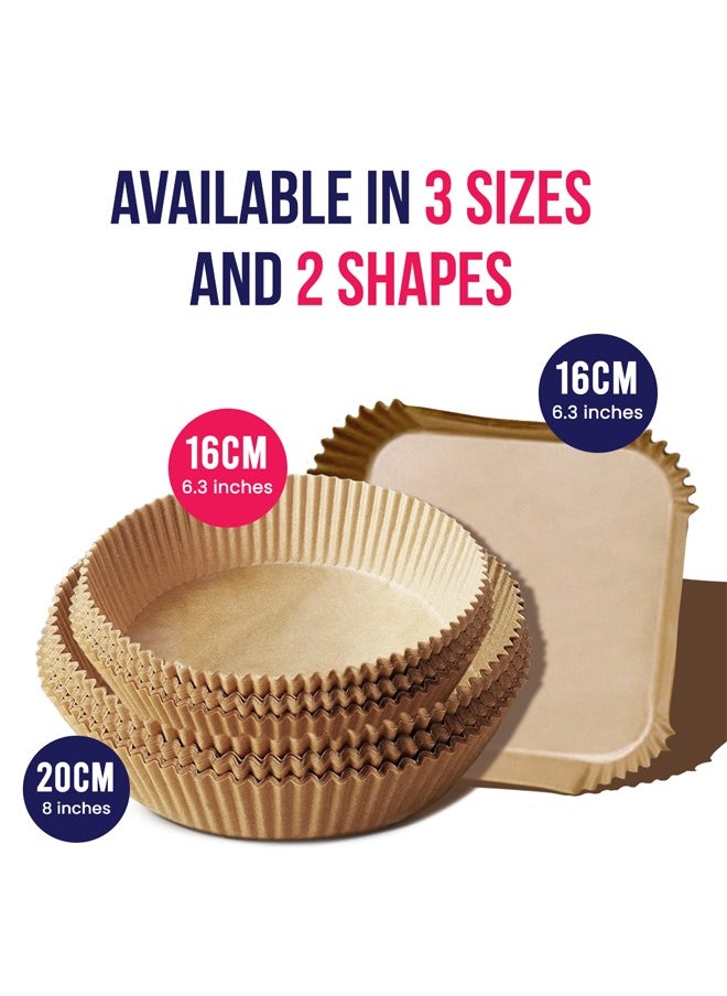 BRANDSFINITY - Round 500pcs Air Fryer Disposable Paper Round Food Grade Baking Paper Non Stick Parchment Paper for Air Fryer Liners 20cm/8inch, Light Brown - Image 1
