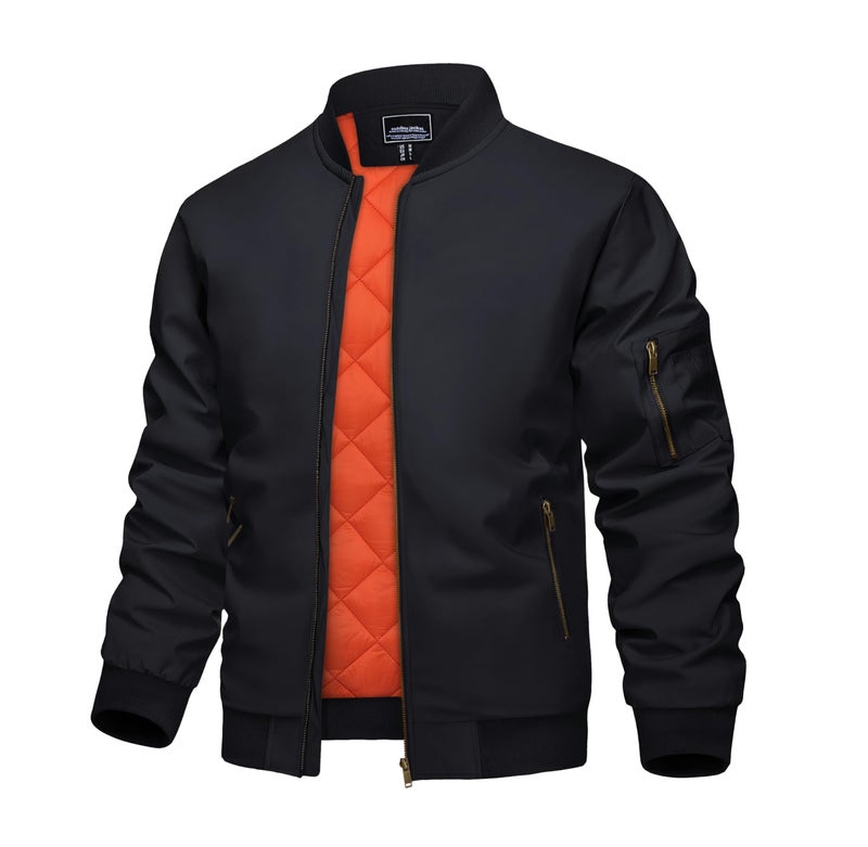 KEFITEVD Bomber Jacket Men Quilted Jackets Winter Active Coat Fleece Military Outerwear Varsity Bomber Jacket for Men - Image 1