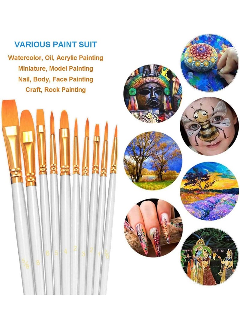 Mitoy 20 Pcs Paint Brushes Set, Round Pointed Tip Paintbrushes Nylon Hair Artist Acrylic Paint Brushes - Image 3