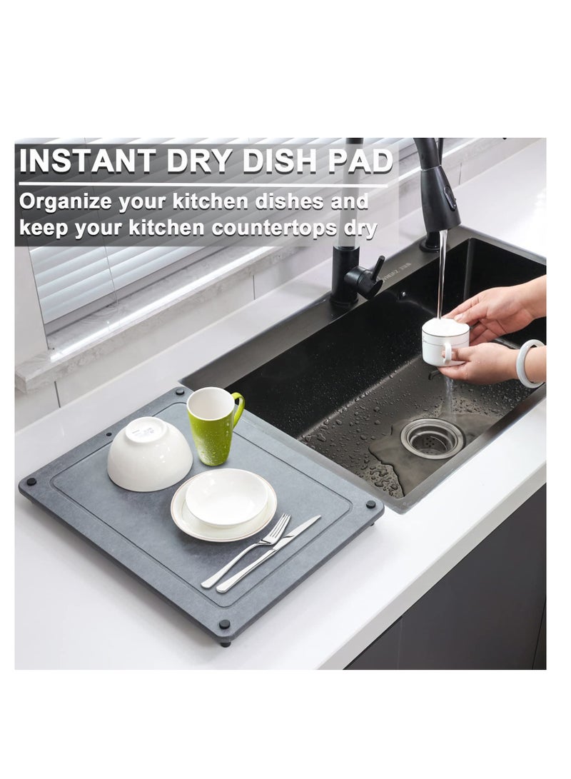 SYOSI Stone Dish Drying Mats for Kitchen Counter with Stainless Steel Feet Super Rapid Drying Home Dish Drying Pad Diatomaceous Earth Draining Mat Kitchen Super Absorbent Draining Mat 12”x16” - Image 5