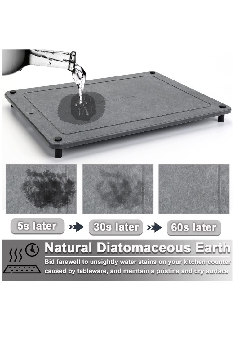 SYOSI Stone Dish Drying Mats for Kitchen Counter with Stainless Steel Feet Super Rapid Drying Home Dish Drying Pad Diatomaceous Earth Draining Mat Kitchen Super Absorbent Draining Mat 12”x16” - Image 4