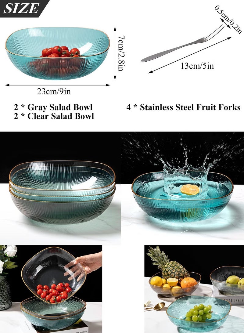 يا إلهي مجموعة صحن سلطة من 4 ، أوعية خلط وتقديم أكريليك ، وعاء بلاستيكي كبير قابل لإعادة الاستخدام للفواكه ، السلطة ، الفشار ، الرقائق ، وجبة خفيفة للحفلات ، تأتي مع 4 شوك فواكه من الفولاذ المقاوم للصدأ - Image 5