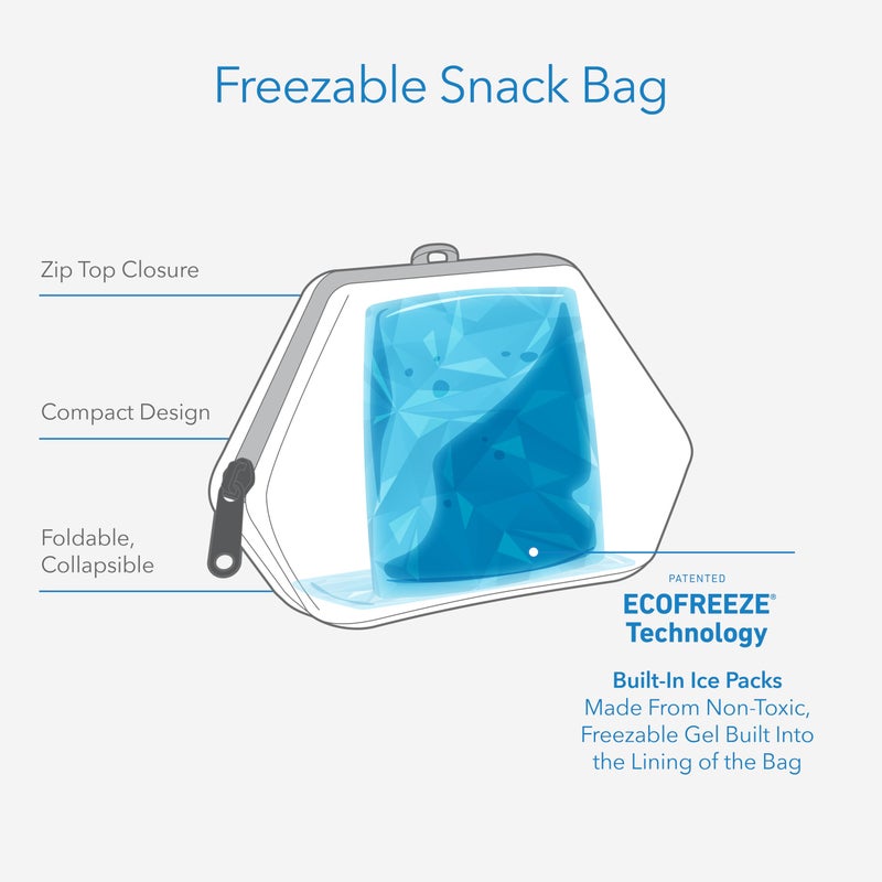 PackIt Freezable Snack Bag, Polka Dots, Built with EcoFreeze Technology, Foldable, Reusable, Zip Closure Locks in Cool Dry Air, and Fresh Snacks On the Go - Image 2