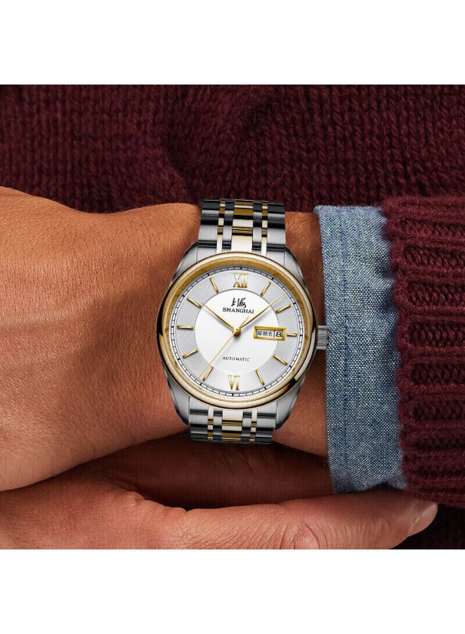 Shanghai (Shanghai) Men'S Automatic Mechanical Watch National Series Business Classic White Dial Gold Sh3008G-1 - Image 2