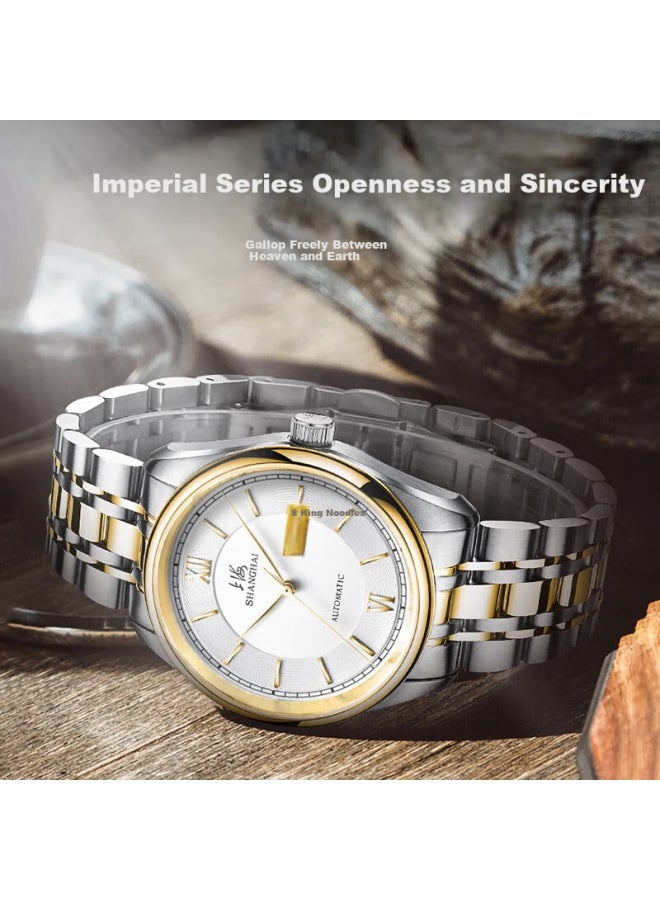 Shanghai (Shanghai) Men'S Automatic Mechanical Watch National Series Business Classic White Dial Gold Sh3008G-1 - Image 3