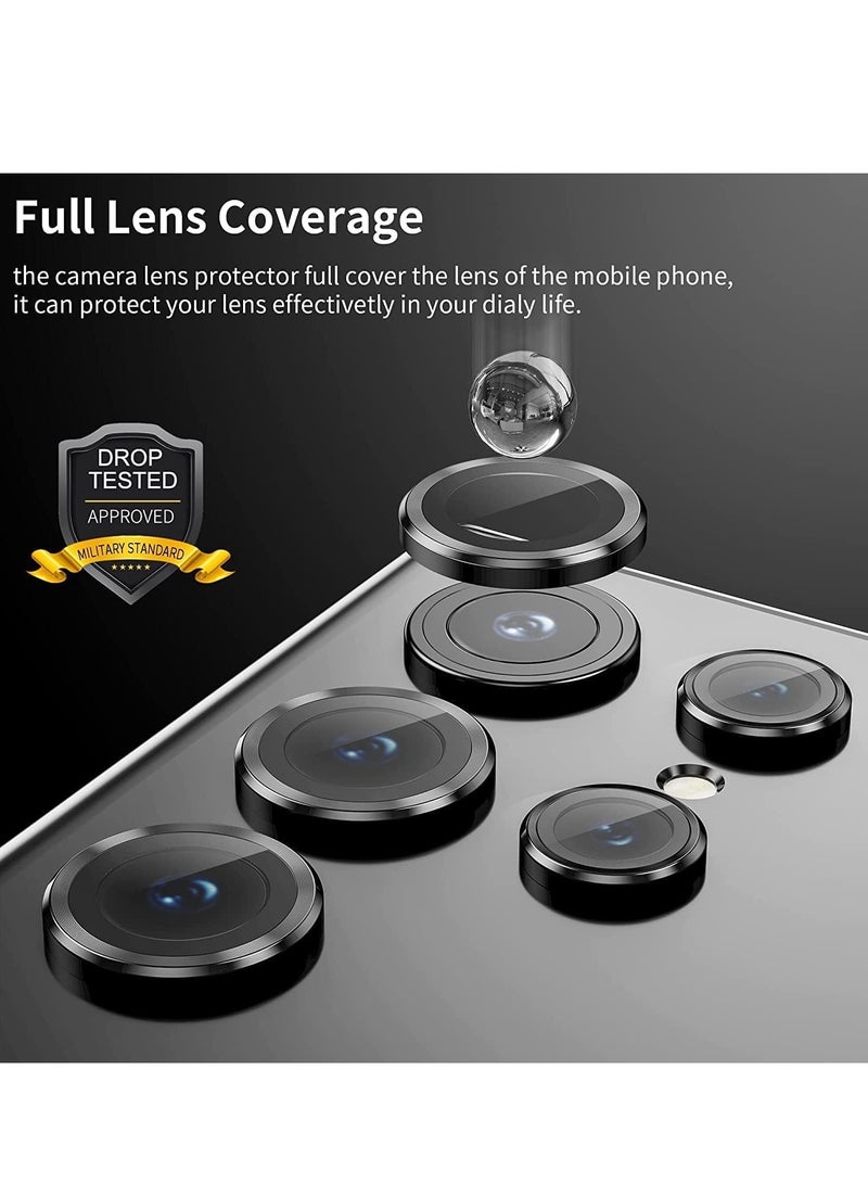 BORTONY Samsung Galaxy S25 Ultra Camera Lens Protector 5G 9H Tempered Glass Metal Individual Ring Cover Easy Installation Tray HD Clear, 1 Set (Black)  - Image 2