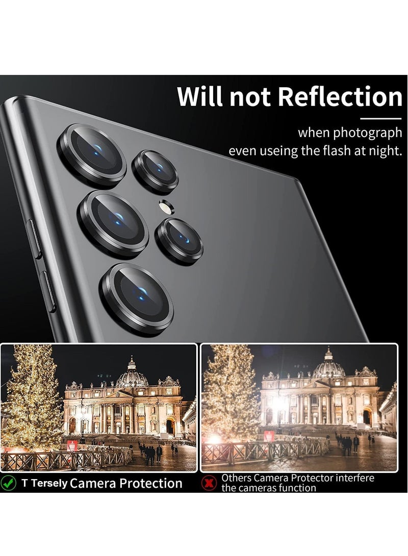 BORTONY Samsung Galaxy S25 Ultra Camera Lens Protector 5G 9H Tempered Glass Metal Individual Ring Cover Easy Installation Tray HD Clear, 1 Set (Black)  - Image 3