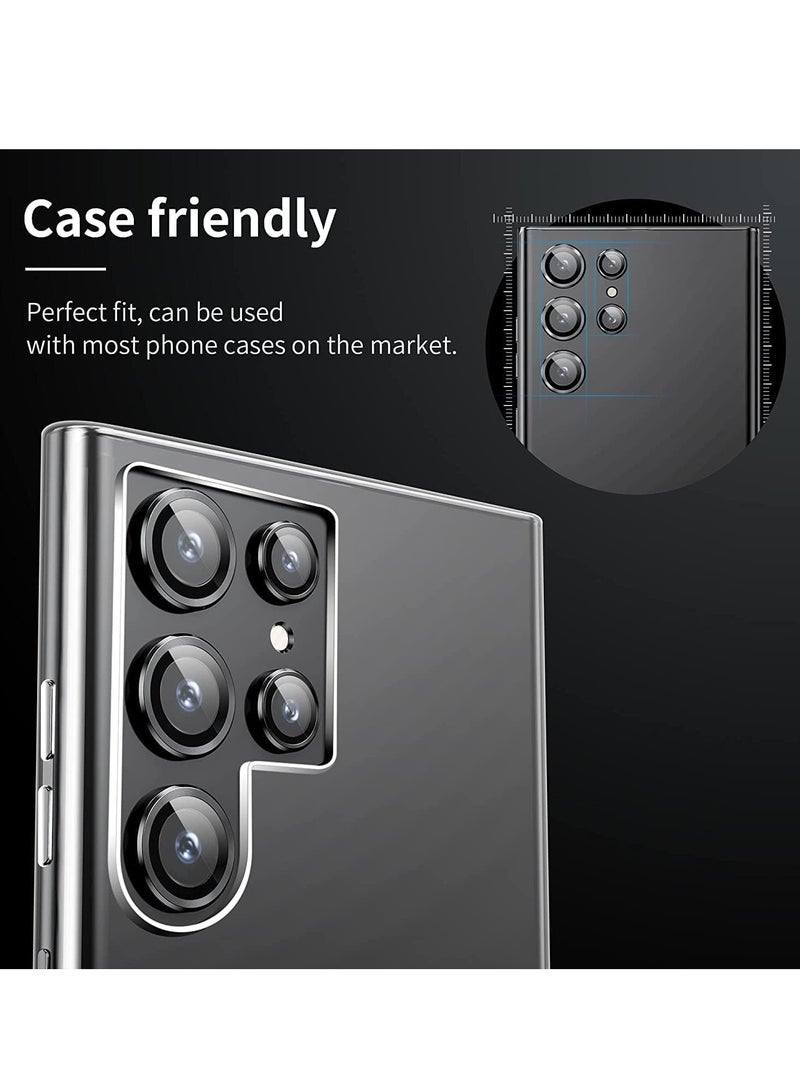 BORTONY Samsung Galaxy S25 Ultra Camera Lens Protector 5G 9H Tempered Glass Metal Individual Ring Cover Easy Installation Tray HD Clear, 1 Set (Black)  - Image 4