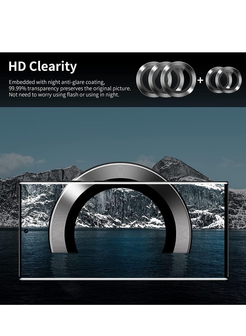 BORTONY Samsung Galaxy S25 Ultra Camera Lens Protector 5G 9H Tempered Glass Metal Individual Ring Cover Easy Installation Tray HD Clear, 1 Set (Black)  - Image 5