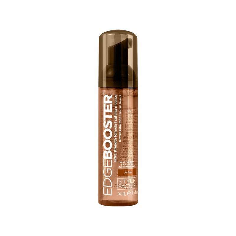 Style Factor EDGE BOOSTER Extra Strength Setting Mousse Travel Size â€“ Frizz Control, Extra Volume, and Conditioning â€“ 2.5oz Amber Mousse for Curly Hair - Image 1
