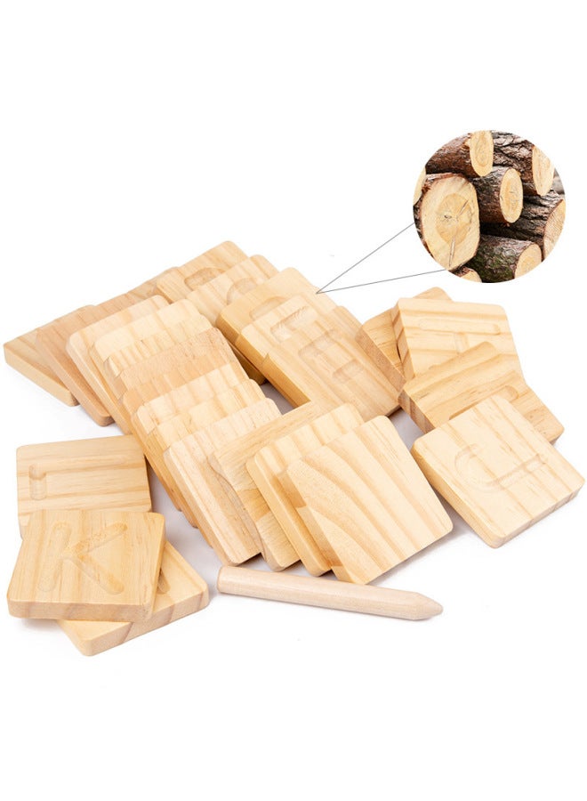 Children's Educational Toys Double-sided Wooden Groove Training Board Early Education Control Pen English Letter Geometric Figure Shape-Color:Single-sided Lowercase Tracking Board - Image 3