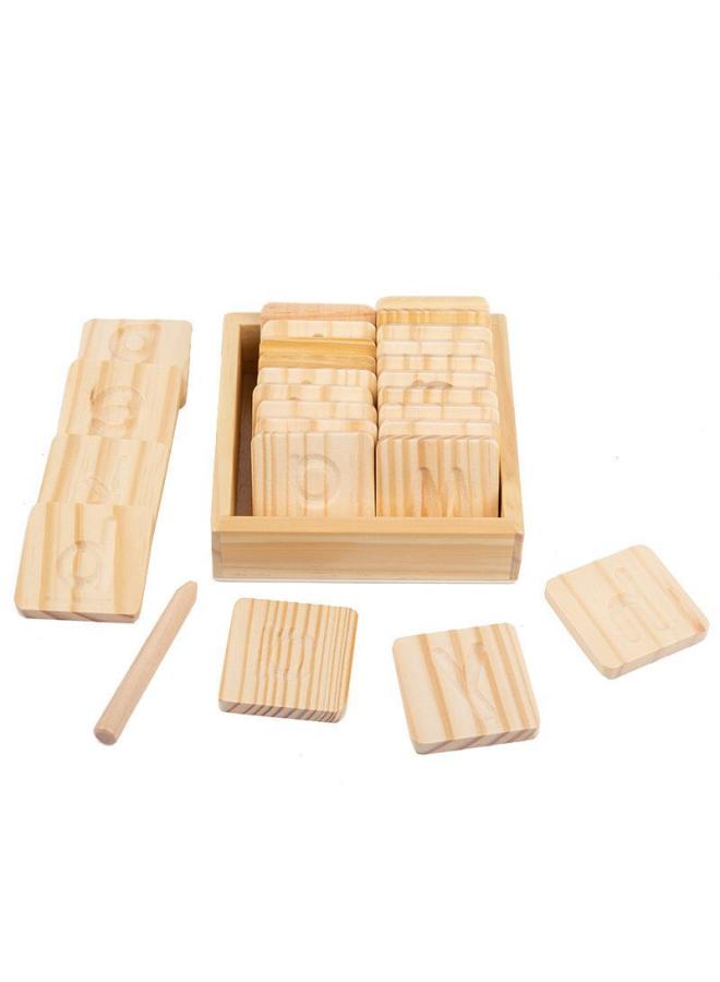 Children's Educational Toys Double-sided Wooden Groove Training Board Early Education Control Pen English Letter Geometric Figure Shape-Color:Single-sided Lowercase Tracking Board - Image 1