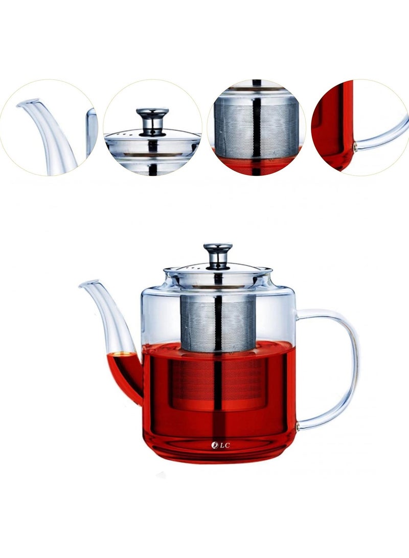 DLC DLC Glass Teapot with Stainless Steel Infuser & Lid  - Image 2
