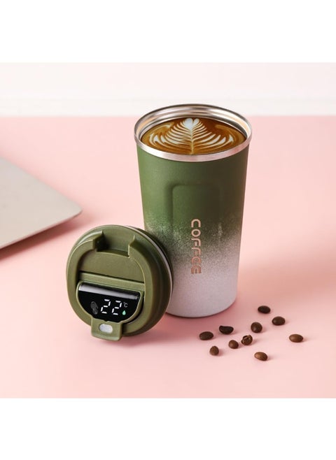 Mug. Digital Touch Temperature Display 510ml Capacity Keeps Warm Up To 8 Hours Stainless Steel Double Wall Insulated For Everyday Use And Car EL (Green)