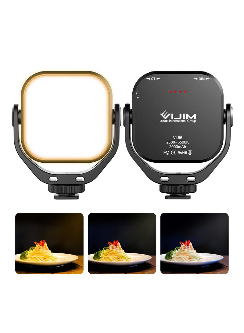 ULANZI VL66 Bi-Color Adjustable Rechargeable 2500-6500K - Mini Video Portable Light on Cam, 2000mAh CRI95+ Dimmable, Ultra Bright Photo & Video Lighting, LED Fill Lamp for DSLR Camcorder Action Camera - Image 1