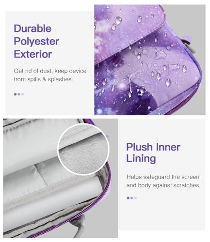 MoKo 13.3-14 Inch Laptop Sleeve Bag Fits MacBook Pro M3/M2 14" 2023,MacBook Pro 13" M2,New MacBook Air 13.6" M3/M2 2024,Tab S8 Ultra 14.6",Handle Carrying Case with Shoulder Strap,Purple Starry Sky - Image 3