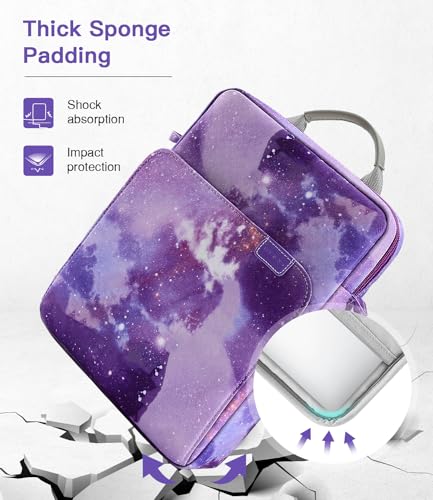 MoKo 13.3-14 Inch Laptop Sleeve Bag Fits MacBook Pro M3/M2 14" 2023,MacBook Pro 13" M2,New MacBook Air 13.6" M3/M2 2024,Tab S8 Ultra 14.6",Handle Carrying Case with Shoulder Strap,Purple Starry Sky - Image 4