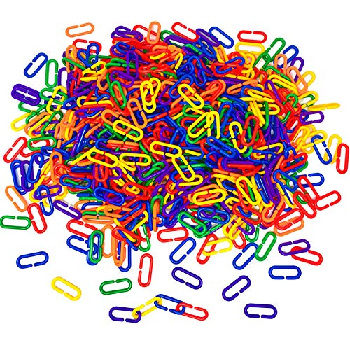 JIALEEY 600 Piece Plastic CClips Hooks Chain Links Rainbow CLinks Childrens Learning Toys Small Pet Rat Parrot Bird Toy Cage - Image 1
