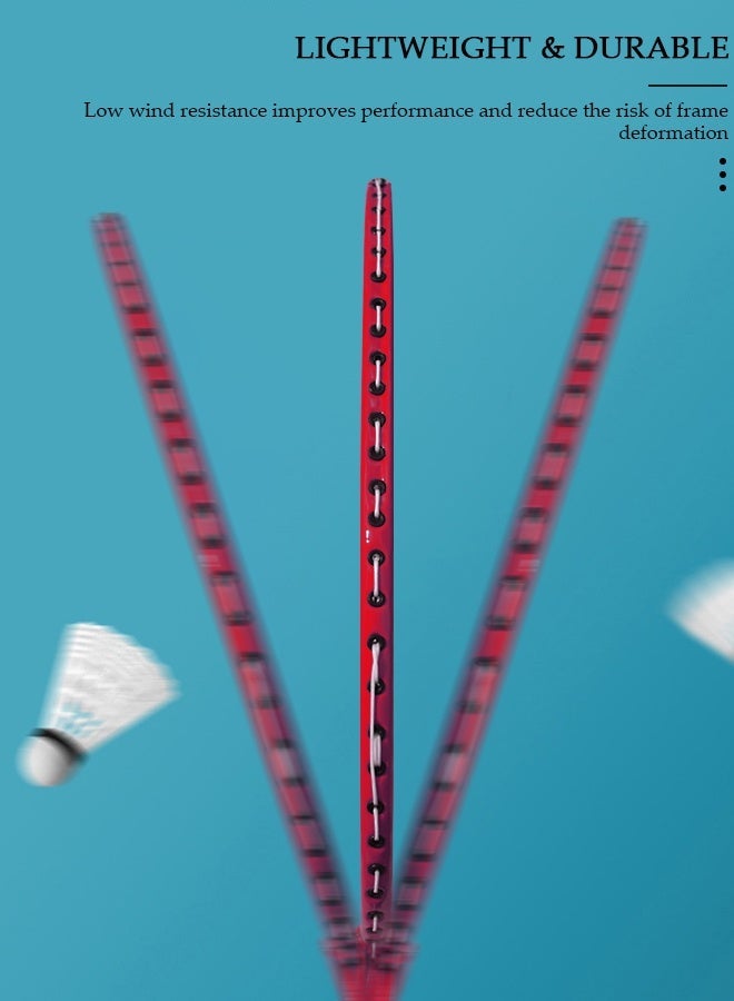 DUNISO Badminton Rackets Set for 2 Players – Lightweight with Shuttlecocks & Carrying Bag - Red - Image 5