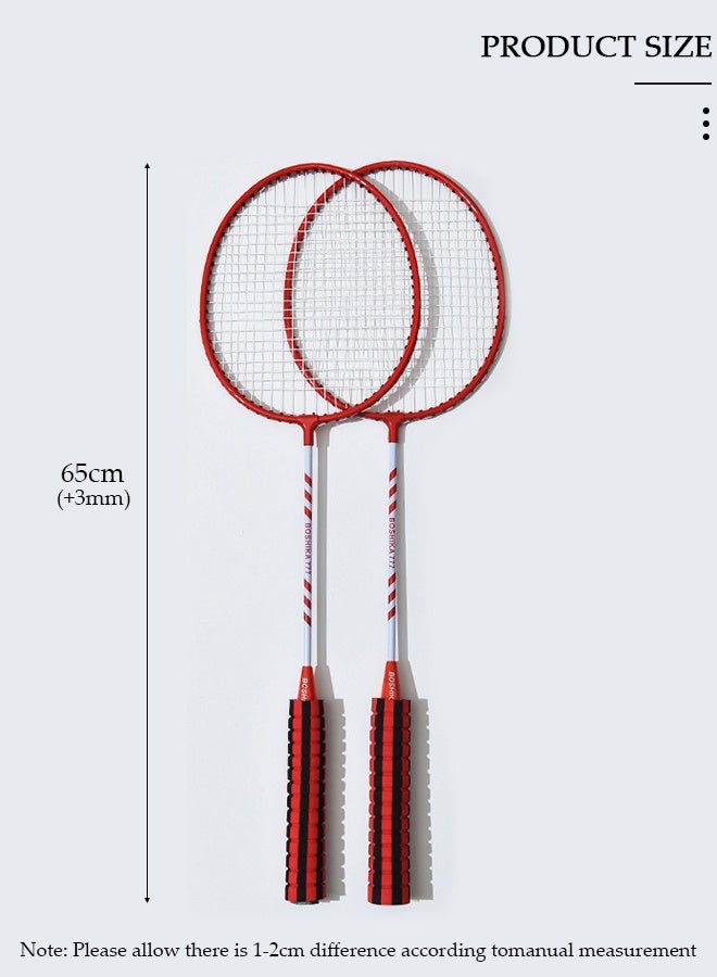 DUNISO Badminton Rackets Set for 2 Players – Lightweight with Shuttlecocks & Carrying Bag - Red - Image 2