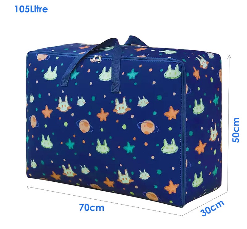 House of Quirk Extra Large Oversized Handy Storage Bag Laundry Bags Quilt Beddings Blanket 105 Litre - Blue Flamimgo, Oxford Fabric - Image 2