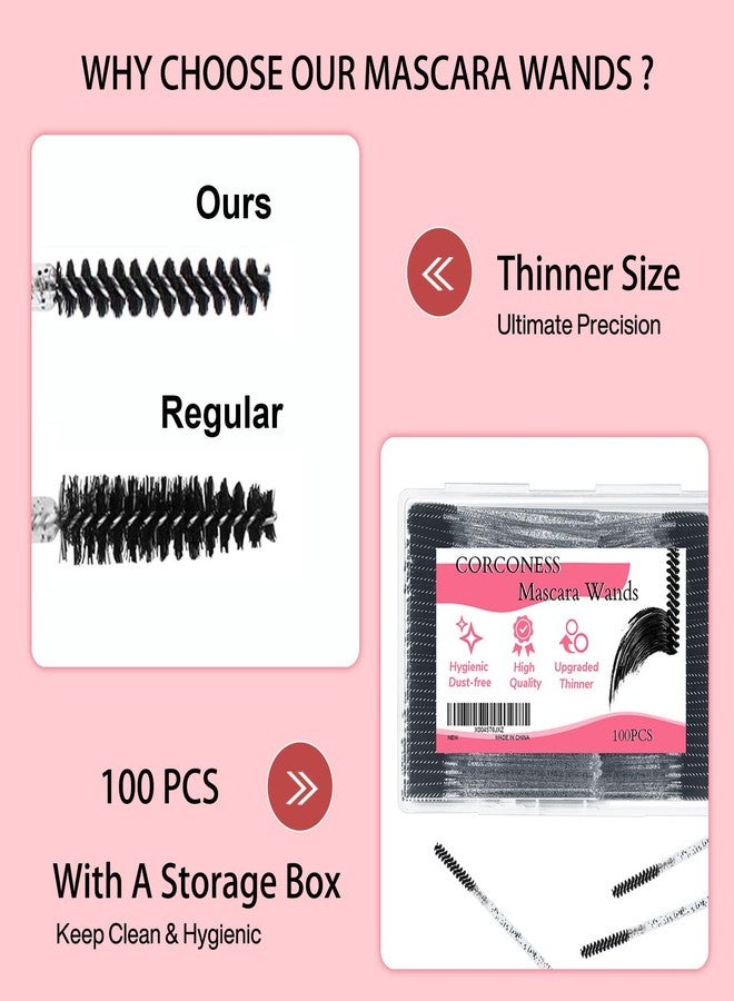 Corconess 100Pcs Mini Spoolies For Eyelash Extensions,Disposable Lash Spoolies Micro Eyebrow Brush Eyelash Spoolies Mascara Wands Lash Tech Supplies - Image 2