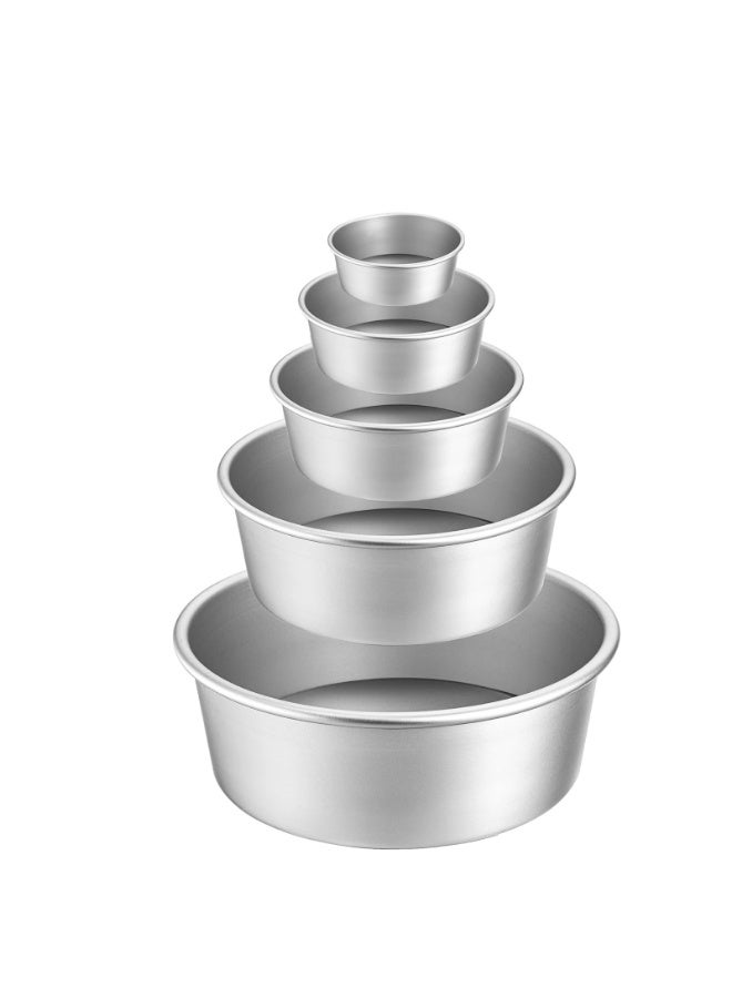 Cake Pan With Removable Bottom, Nonstick Qi Feng Cake Mold,Aluminum Alloy,  For Bakery Or Home Use, Round Baking Mold, Sets Of 5 - Image 1