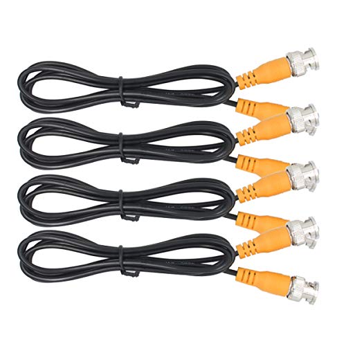 ANVISION 4-Pack Black 1m 3.3ft BNC Male to BNC Male Jumper Cable with Yellow Connector for CCTV DVR to TV System - Image 1