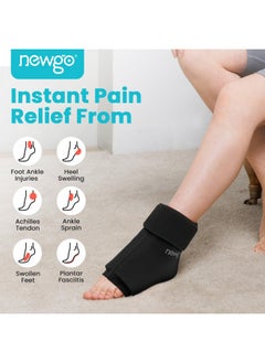 NEWGO NEWGO Ankle Ice Pack for Injuries Reusable Ice & Hot Therapy, Cold Compression Ice Pack for Sprained Ankle - Black  - Image 1
