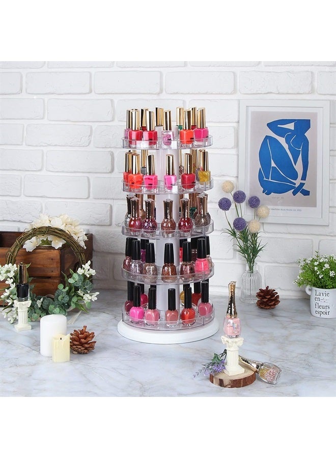 J JACKCUBE DESIGN Acrylic Rotating Nail Polish Display Stand Spinning Rack Holds 115 - 195 Bottles, 5 Tier Storage Holder Organizer for Nail Polish, Makeup, Essential Oil and more- MK548A - Image 2