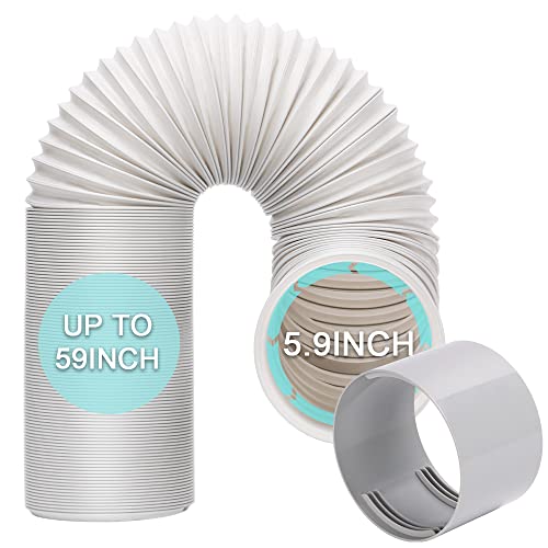 HOXHA Portable Air Conditioner Hose with Coupler 5.9 Inch Anti-Clockwise Thread AC Exhaust Vent Duct Hose Universal AC Tube Hose Kit Parts Accessories, 59" Length, Hose/Coupler - Image 1