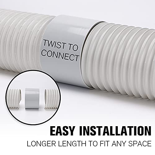 HOXHA Portable Air Conditioner Hose with Coupler 5.9 Inch Anti-Clockwise Thread AC Exhaust Vent Duct Hose Universal AC Tube Hose Kit Parts Accessories, 59" Length, Hose/Coupler - Image 2