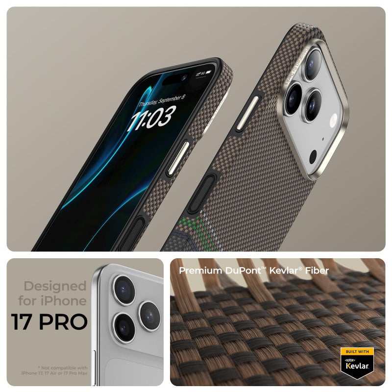 Benks حافظة BENKS Prestige ArmorPro لجهاز iPhone 17 Pro مع زر التحكم في الكاميرا، [متوافقة مع Magsafe] حافظة واقية كاملة مصنوعة من ألياف دو بونت كيفلار 1000D - Image 2