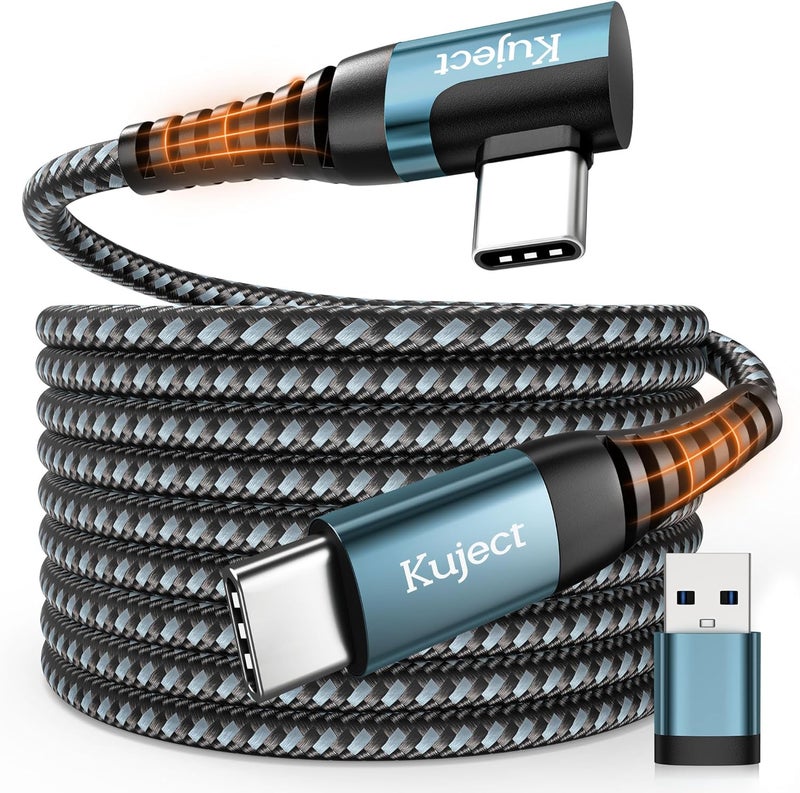 Kuject Link Cable 20FT Compatible for Quest 3 and Quest 2, Nylon Braided Accessories for Rift S/Steam VR Games, USB 3.0 Type C to C High Speed Data Transfer Charging Cord for Gaming PC - Image 1