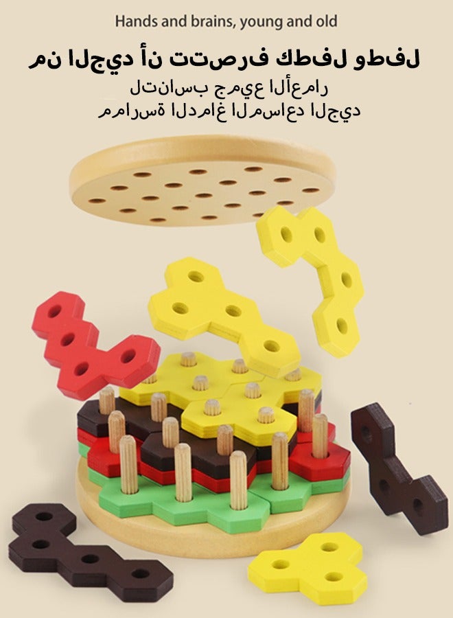 Wooden pillars stack blocks, cover toys, and assemble children's enlightenment and early education toys with building blocks - Image 4