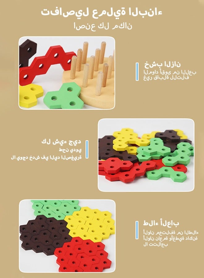 Wooden pillars stack blocks, cover toys, and assemble children's enlightenment and early education toys with building blocks - Image 5