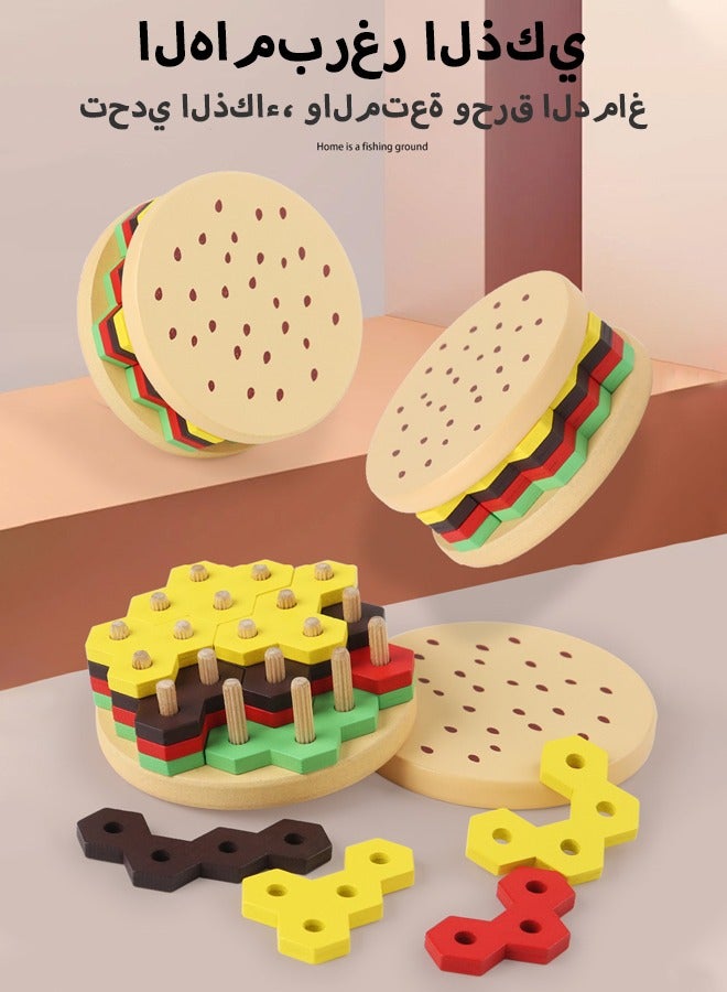 Wooden pillars stack blocks, cover toys, and assemble children's enlightenment and early education toys with building blocks - Image 1