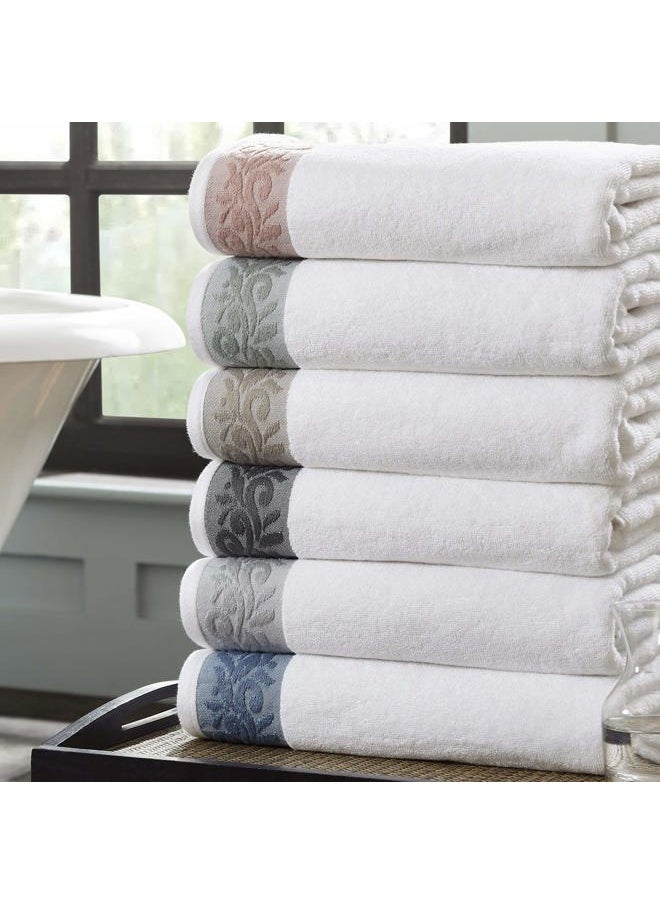 Modern Threads 600 GSM 6-Piece Towel Set with Filgree Jacquard Border Charcoal  - Image 2